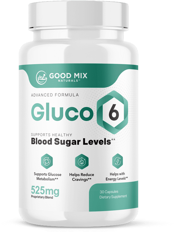 Bottle of Gluco6 blood sugar support capsules, as shown on the manufacturer official order page