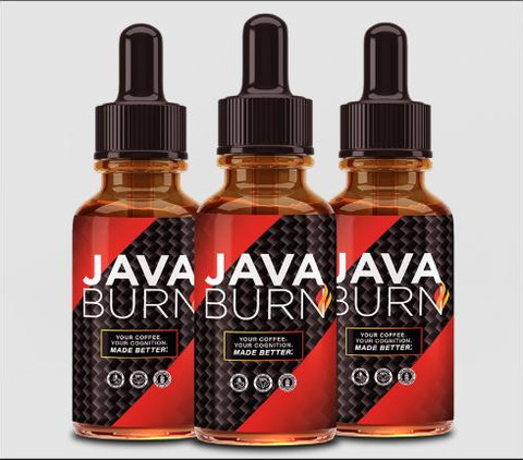 Three amber dropper bottles of Java Burn 2.0 with red and black label, as shown on the manufacturer's official order page, the liquid drop formula sold under this name today.