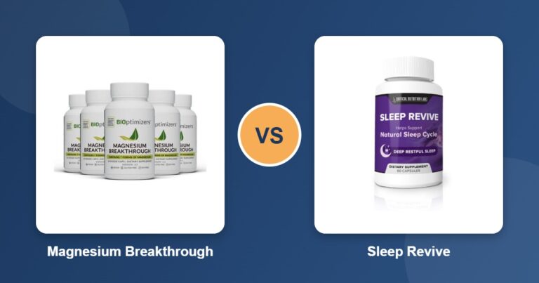 BIOptimizers Magnesium Breakthrough bottle vs Sleep Revive bottle side by side comparison