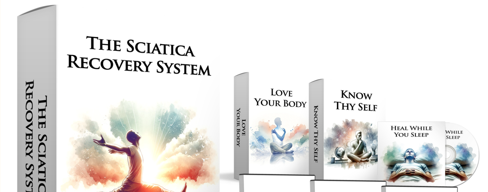 The Sciatica Recovery System digital program cover, nerve health and back pain relief guide